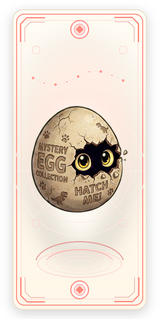 The mystery egg stage on a collectible TokeyPal card